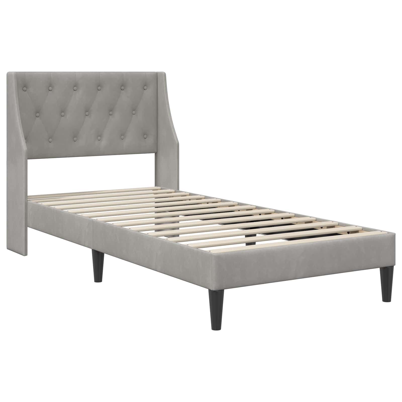 Cadre de lit avec matelas Gris clair 80 x 200 cm Velours - XIOS