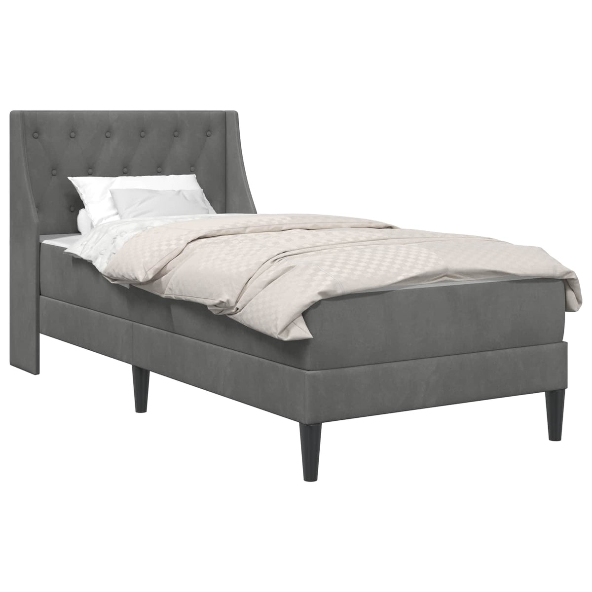 Cadre de lit avec matelas Gris foncé 80 x 200 cm Velours - XIOS