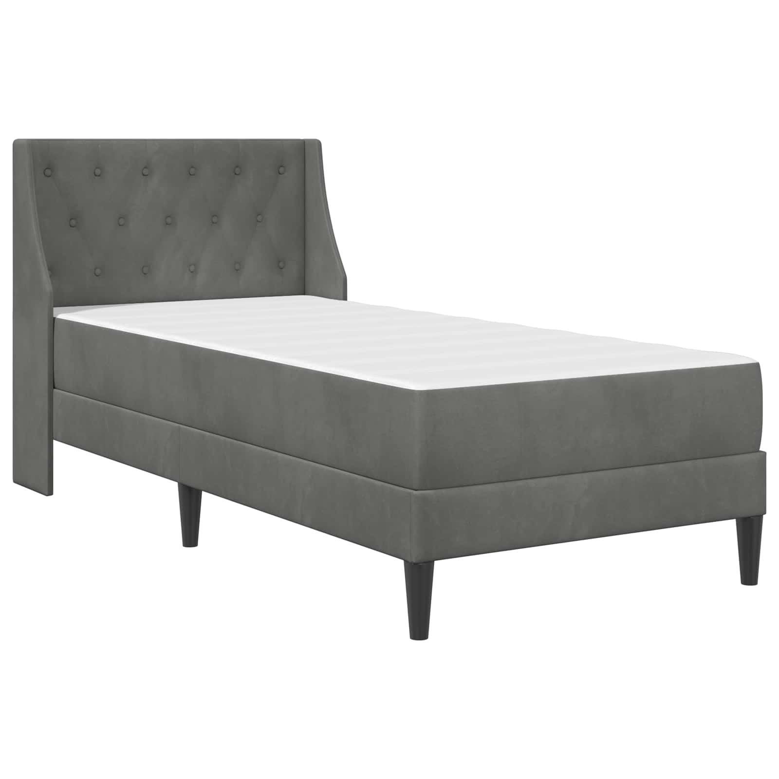 Cadre de lit avec matelas Gris foncé 80 x 200 cm Velours - XIOS