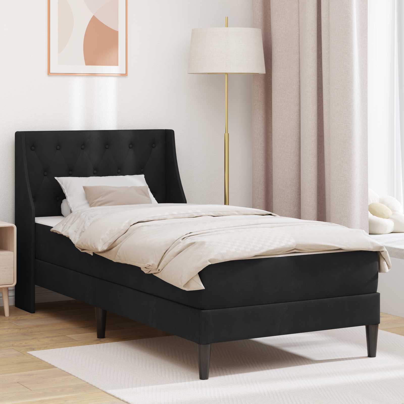 Cadre de lit avec matelas Montage mural 2 pcs Noir Velours - XIOS