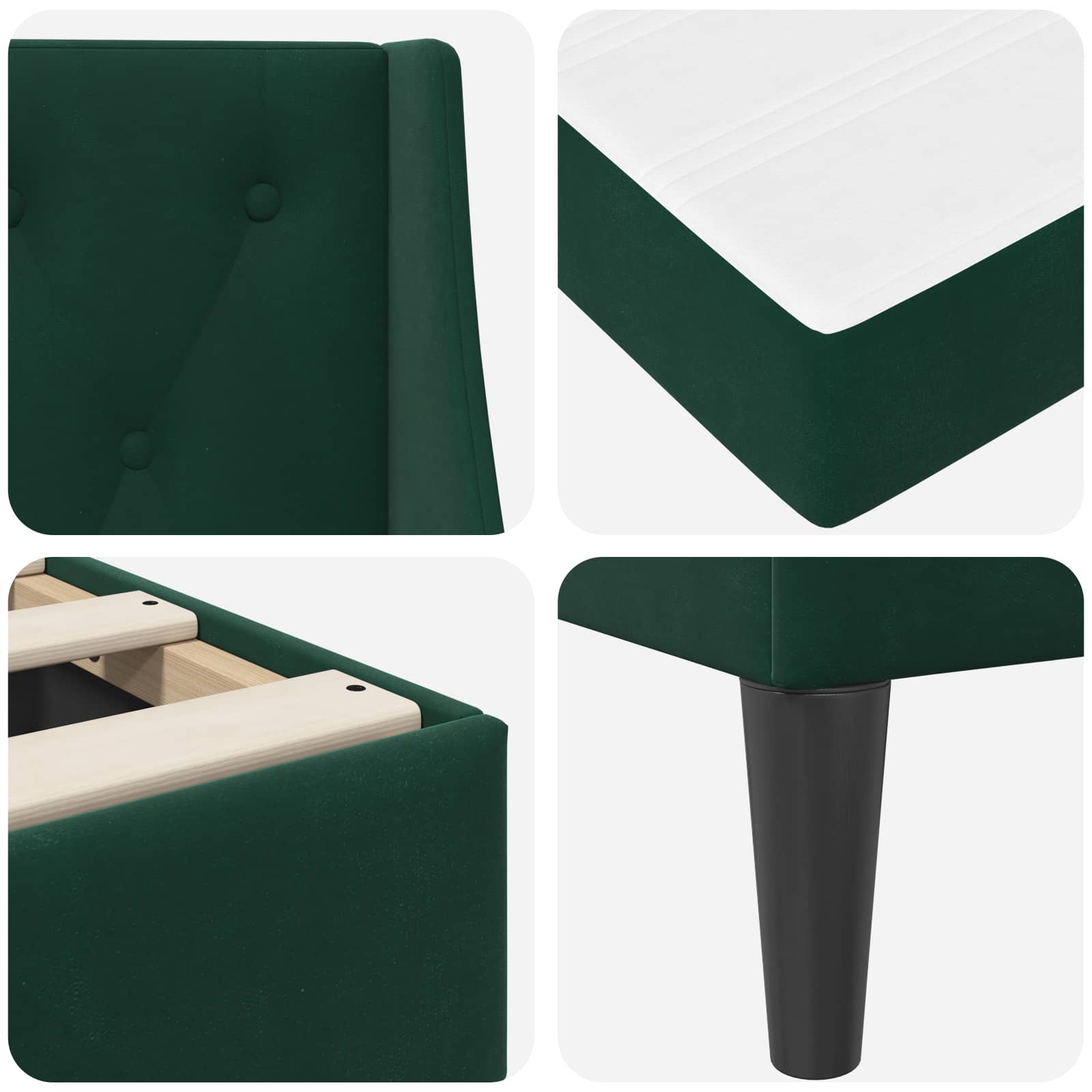Cadre de lit avec matelas Vert foncé 90 x 190 cm Velours - XIOS