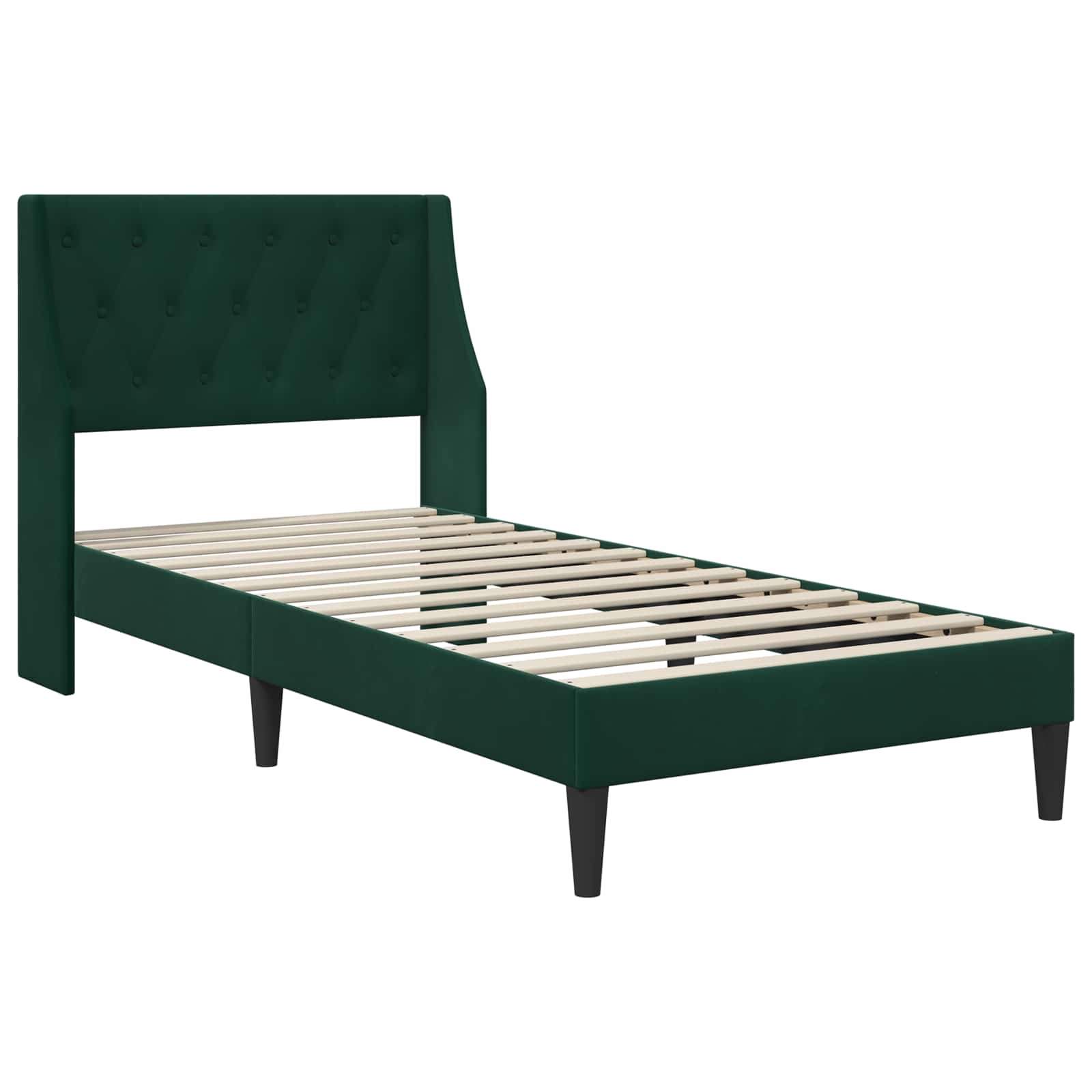 Cadre de lit avec matelas Vert foncé 90 x 190 cm Velours - XIOS