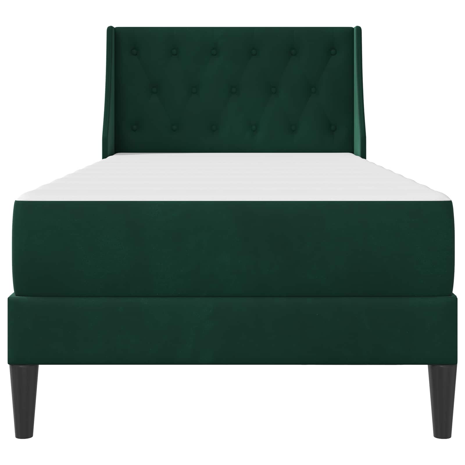 Cadre de lit avec matelas Vert foncé 90 x 190 cm Velours - XIOS