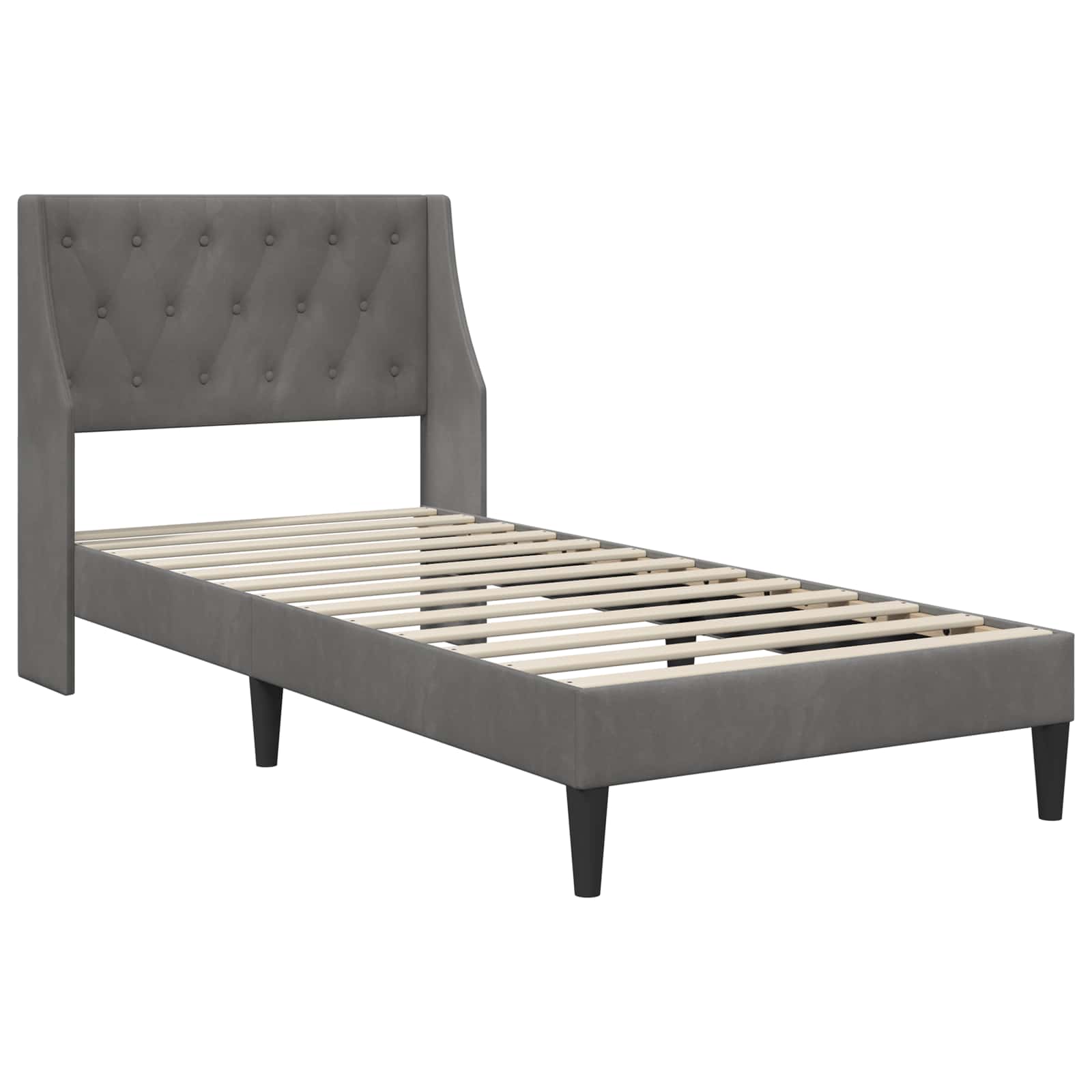 Cadre de lit avec matelas Gris foncé 90 x 200 cm Velours - XIOS
