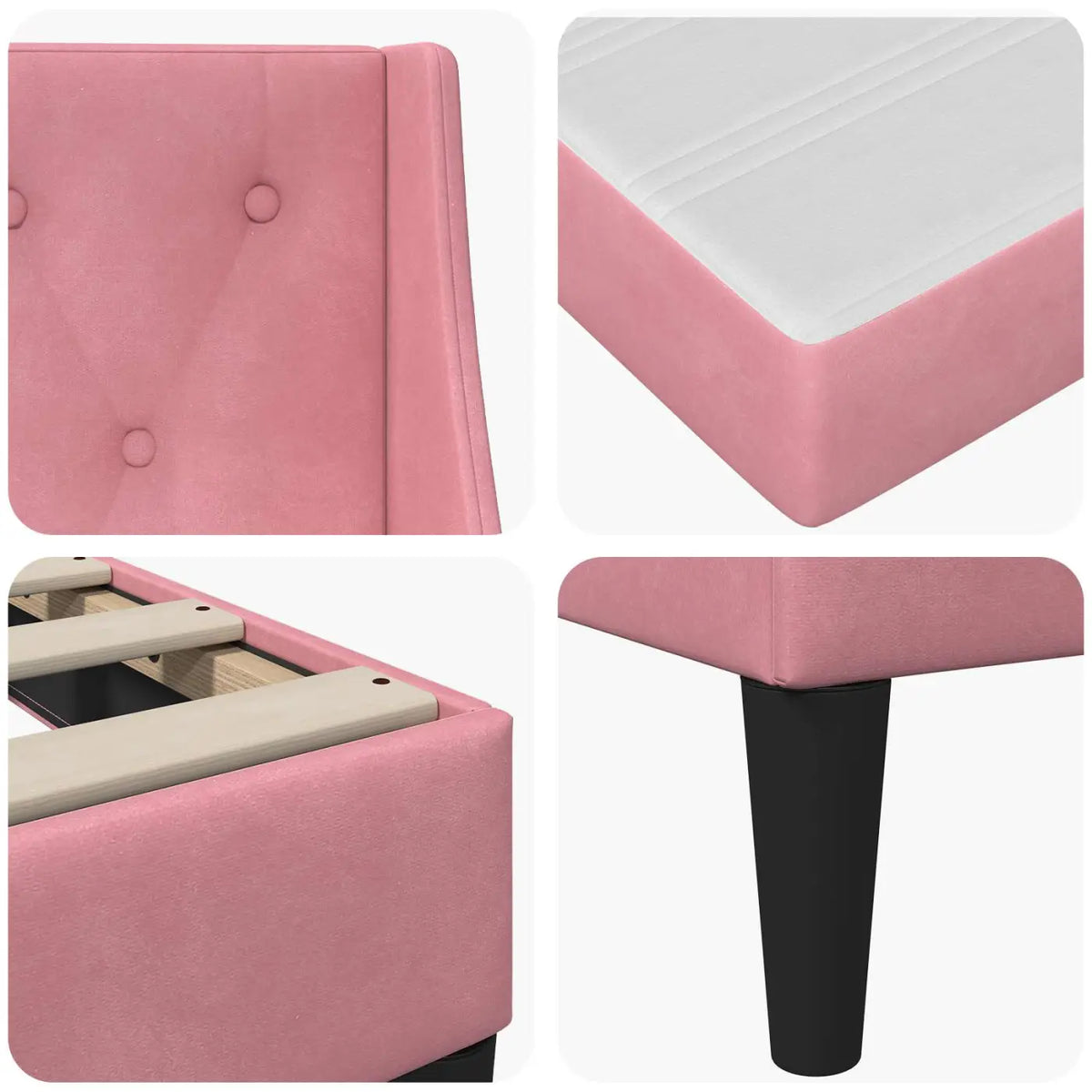 Cadre de lit avec matelas Rose 100 x 200 cm Velours - XIOS