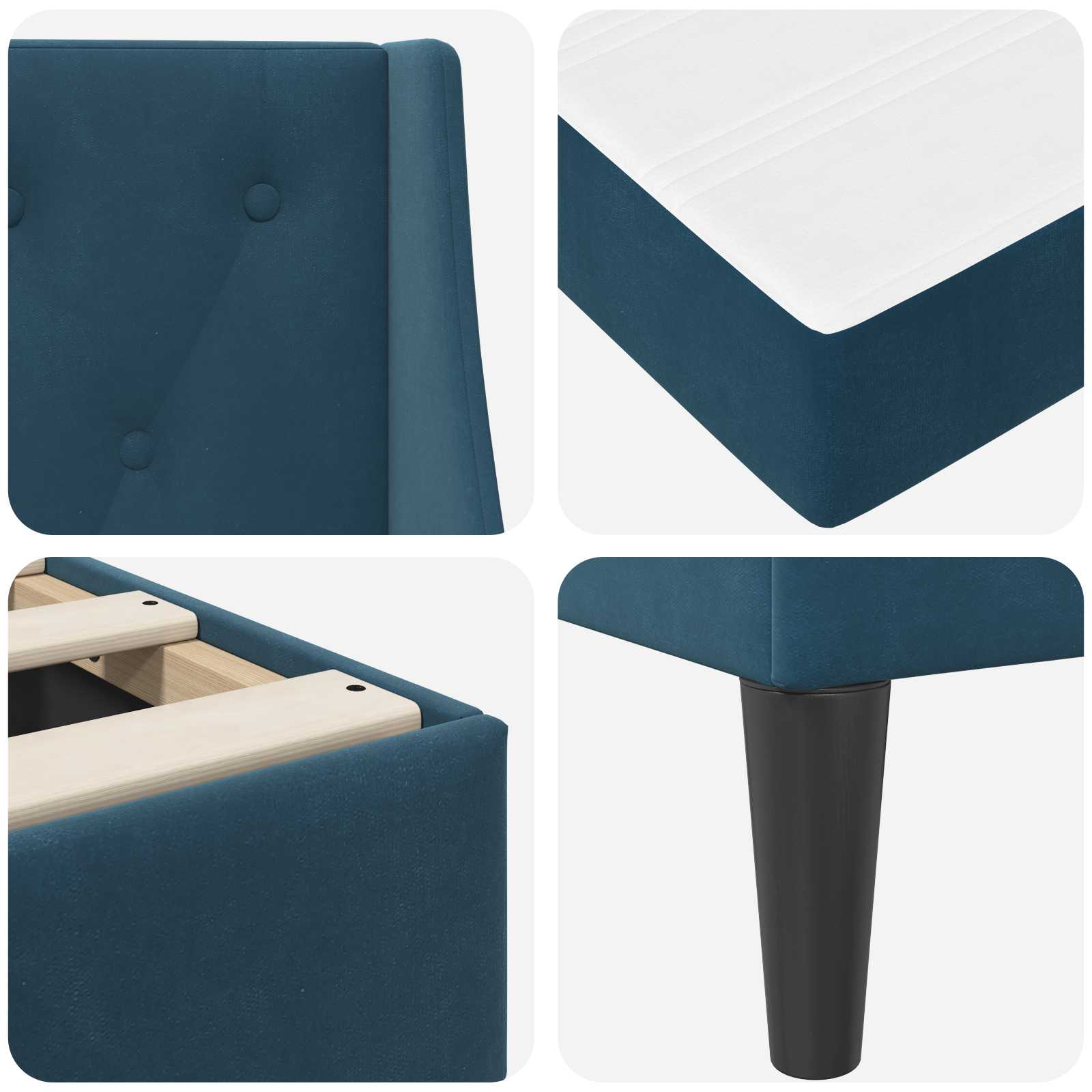Cadre de lit avec matelas Bleu 100 x 200 cm Velours - XIOS