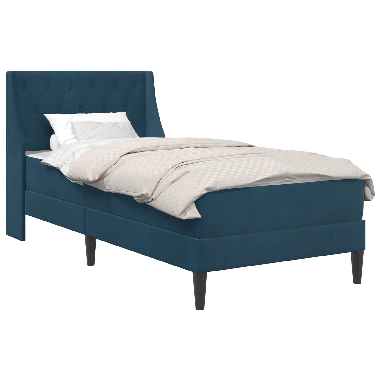 Cadre de lit avec matelas Bleu 100 x 200 cm Velours - XIOS