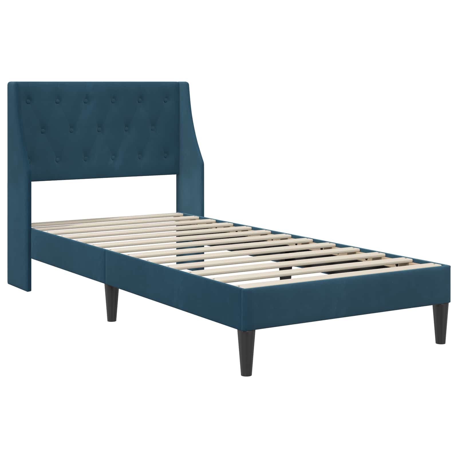 Cadre de lit avec matelas Bleu 100 x 200 cm Velours - XIOS