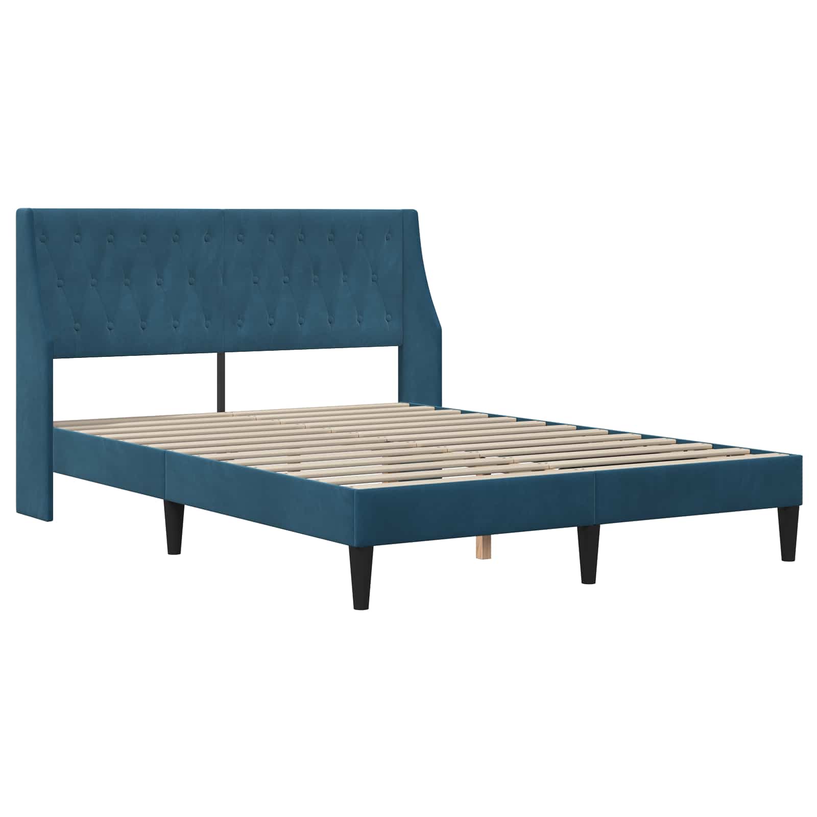 Cadre de lit avec matelas Bleu 120 x 190 cm Velours - XIOS