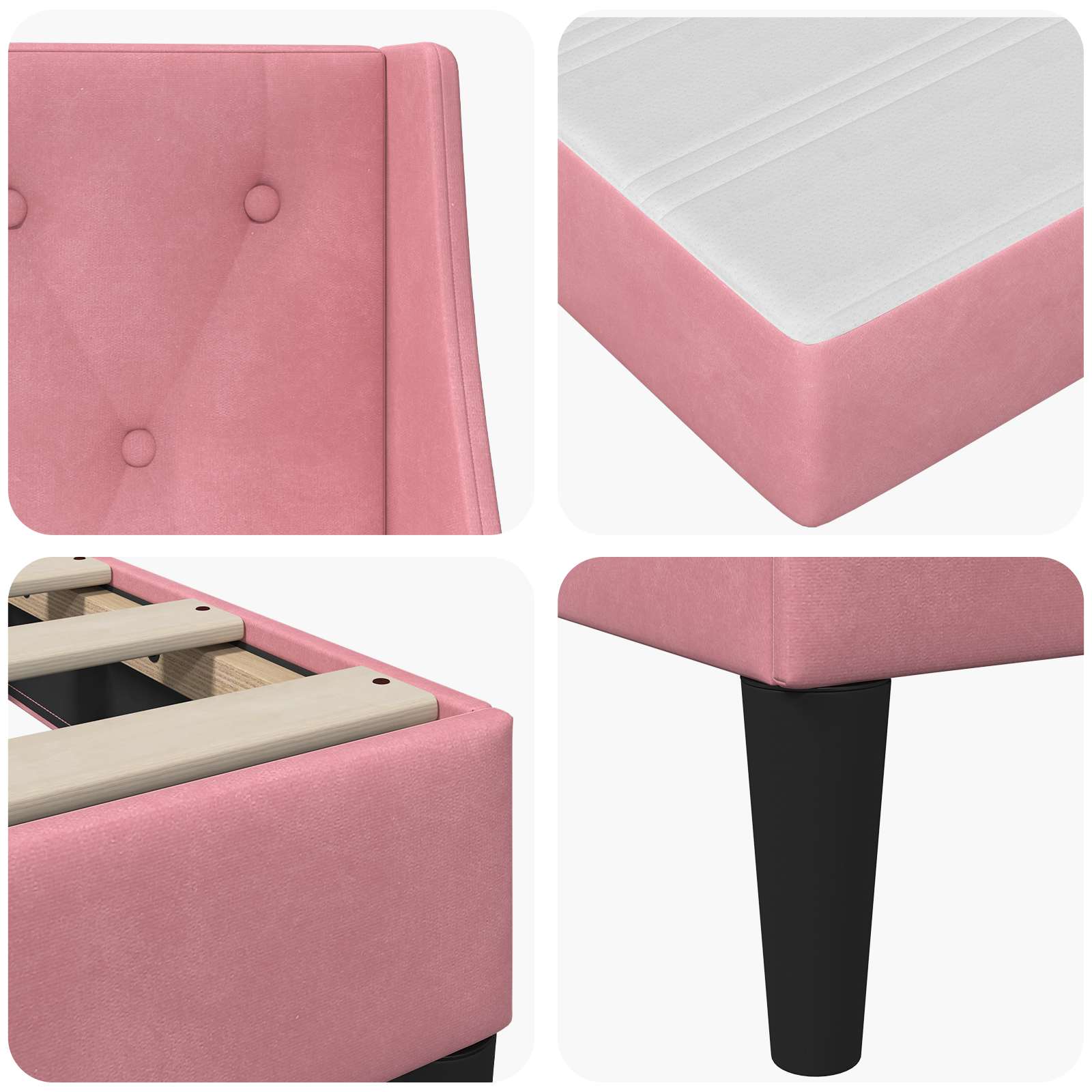 Cadre de lit avec matelas Rose 120 x 200 cm Velours - XIOS