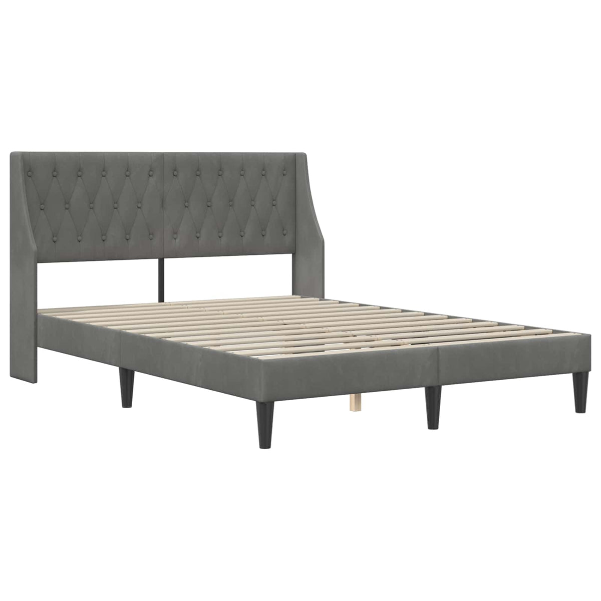 Cadre de lit avec matelas Gris foncé 160 x 200 cm Velours