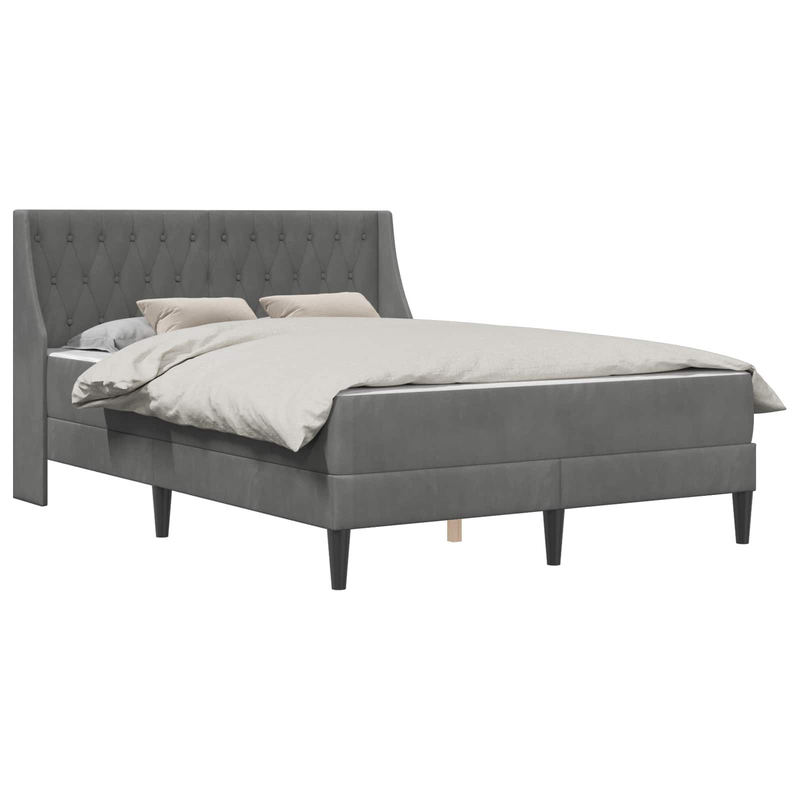 Cadre de lit avec matelas 2 pcs Gris foncé Velours - XIOS