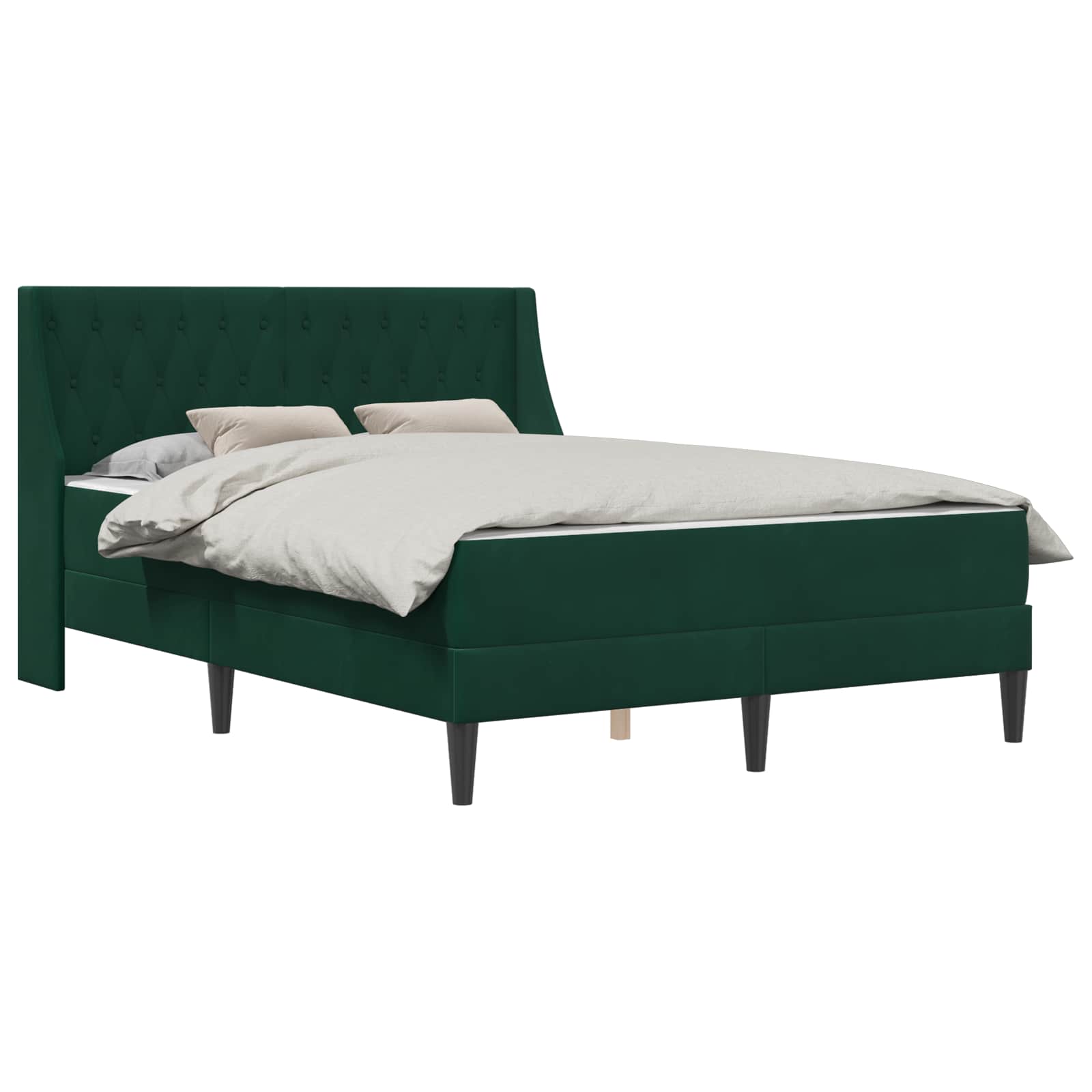 Cadre de lit avec matelas 2 pcs Vert foncé Velours - XIOS