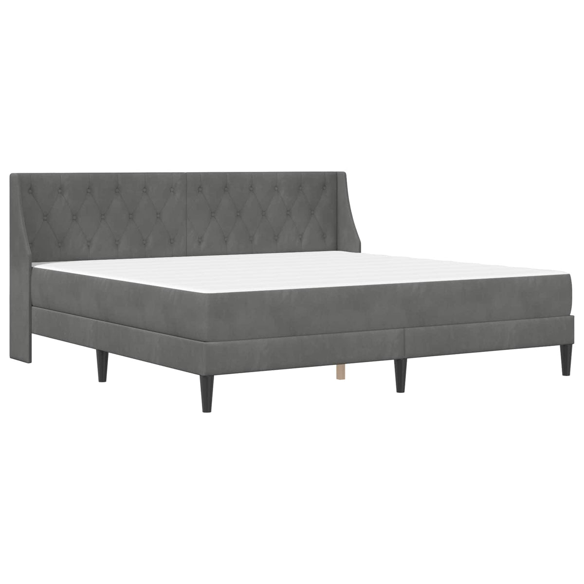 Cadre de lit avec matelas Gris foncé 200 x 200 cm Velours