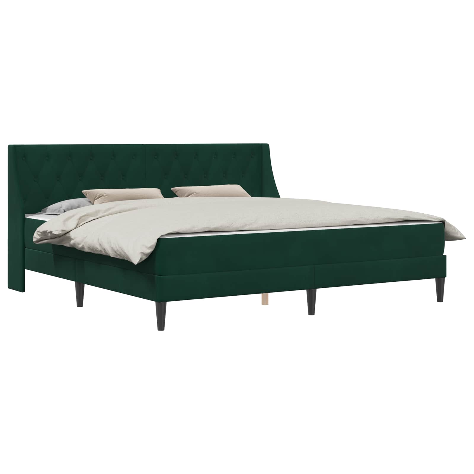 Cadre de lit avec matelas Vert foncé 200 x 200 cm Velours - XIOS
