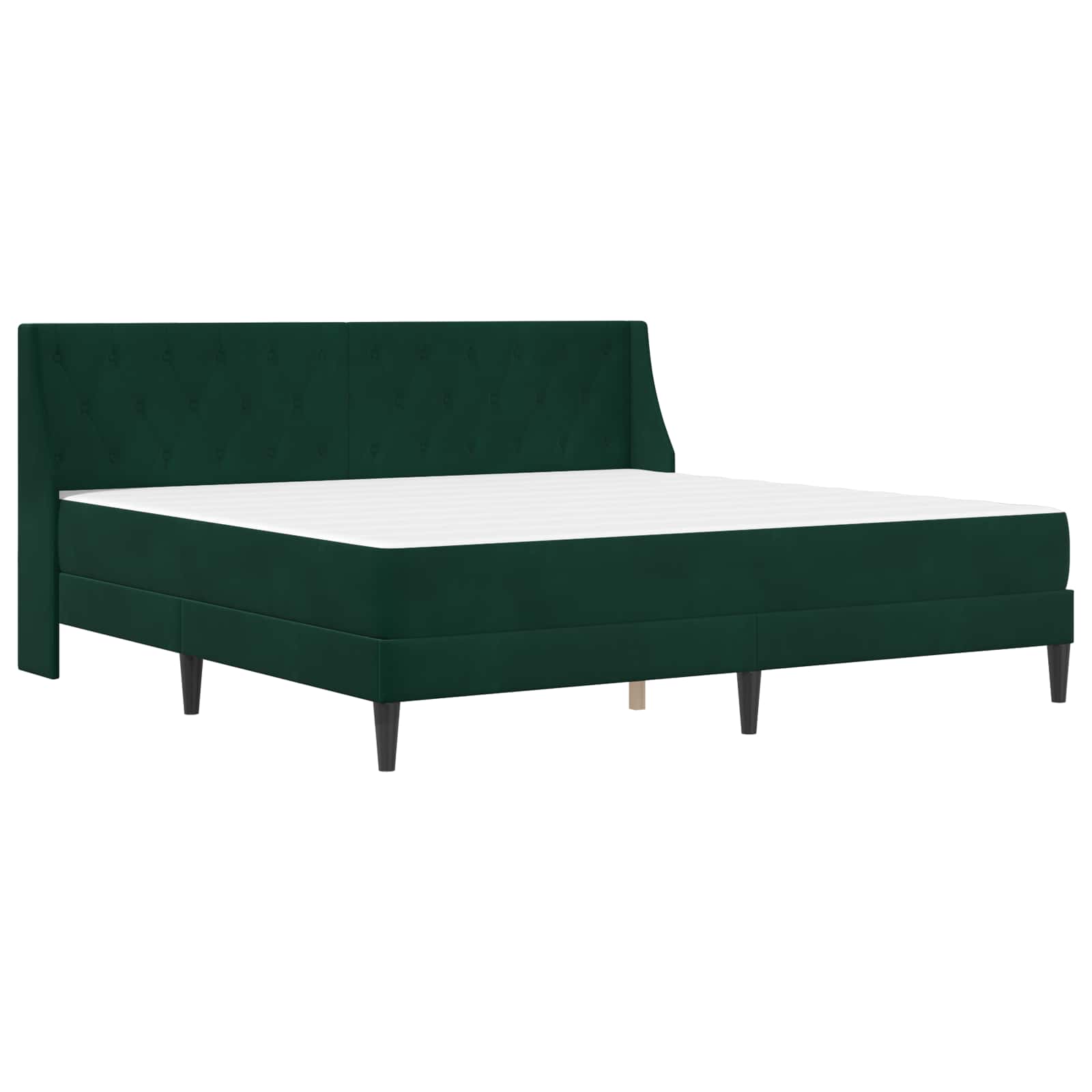 Cadre de lit avec matelas Vert foncé 200 x 200 cm Velours - XIOS