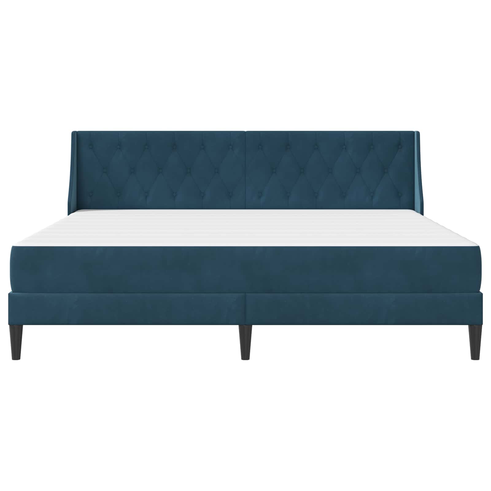 Cadre de lit avec matelas Bleu 200 x 200 cm Velours - XIOS