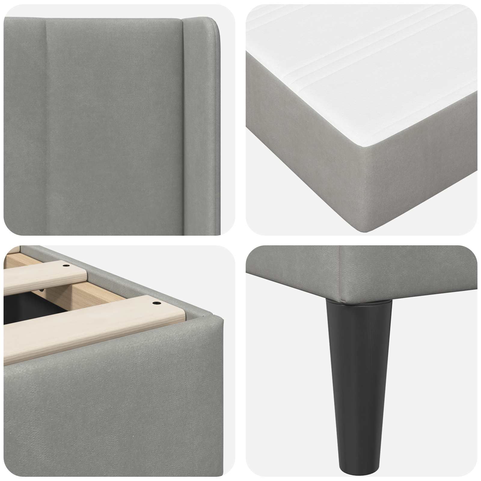 Cadre de lit avec matelas Gris clair 90 x 190 cm Velours - XIOS
