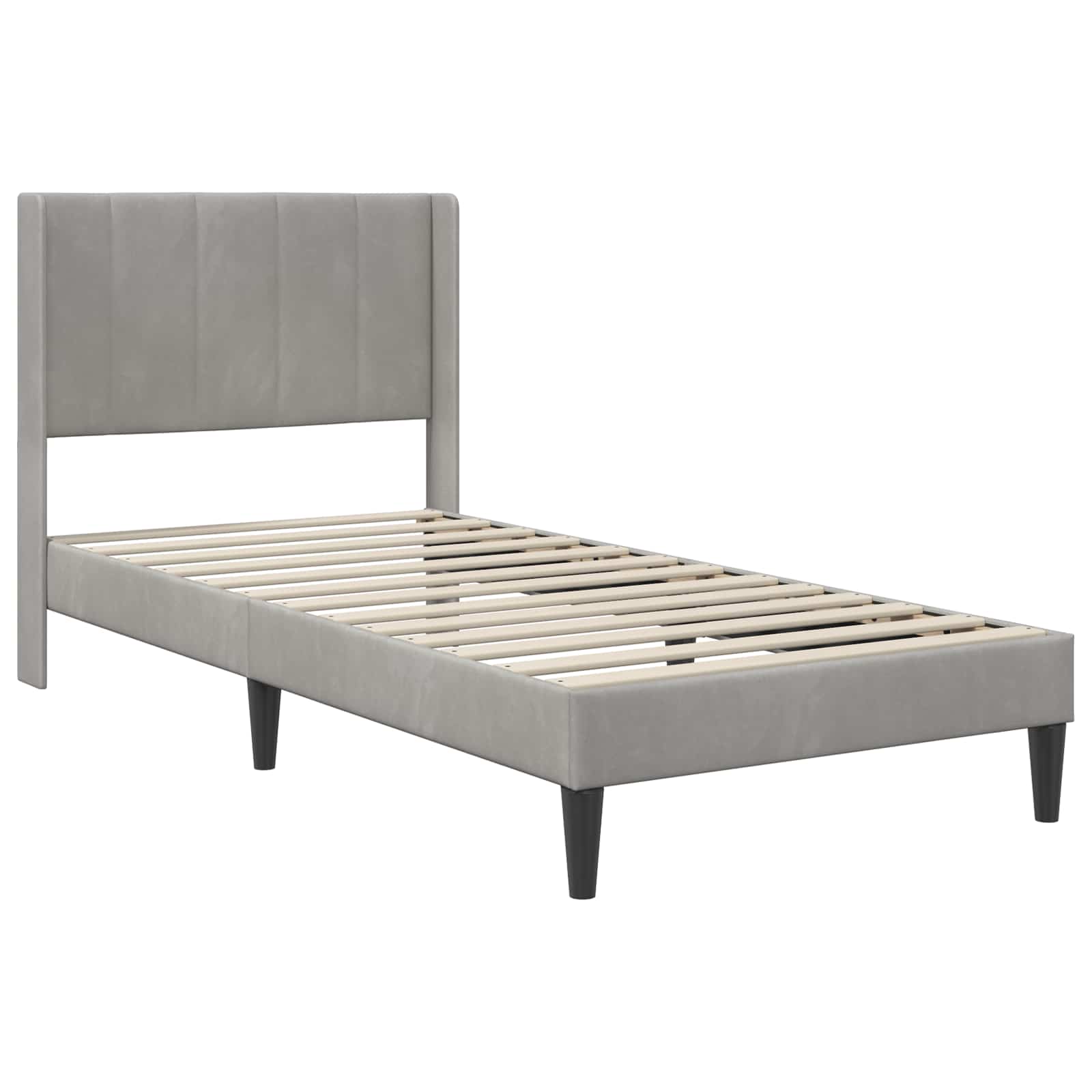 Cadre de lit avec matelas Gris clair 90 x 190 cm Velours - XIOS