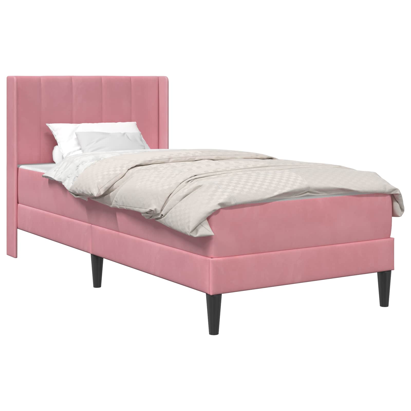 Cadre de lit avec matelas Rose 90 x 190 cm Velours