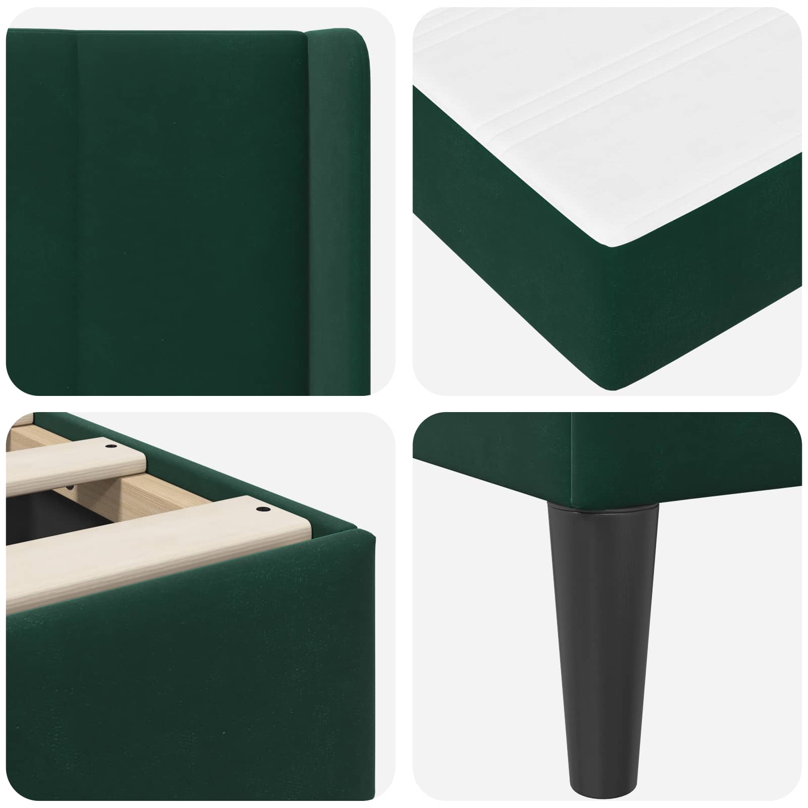 Cadre de lit avec matelas Vert foncé 90 x 200 cm Velours - XIOS