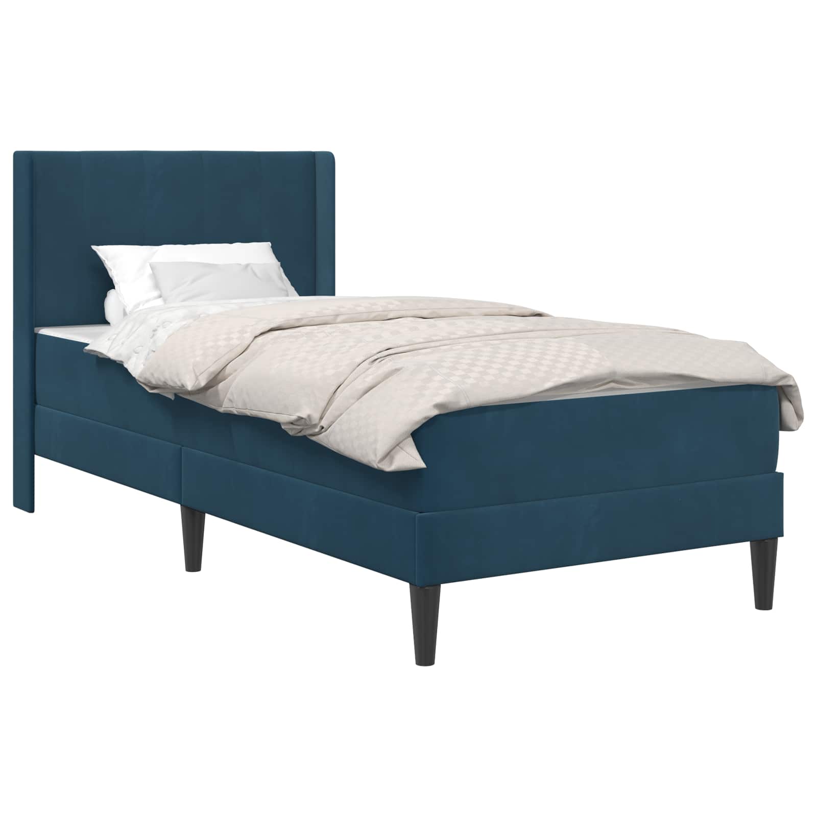 Cadre de lit avec matelas avec tête de lit 2 pcs Bleu Velours - XIOS
