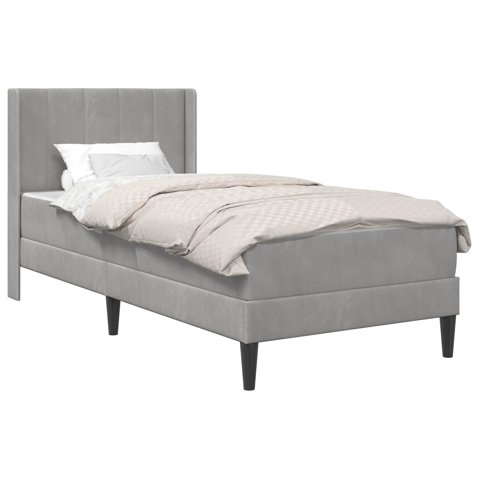 Cadre de lit avec matelas 2 pcs Gris clair Velours - XIOS