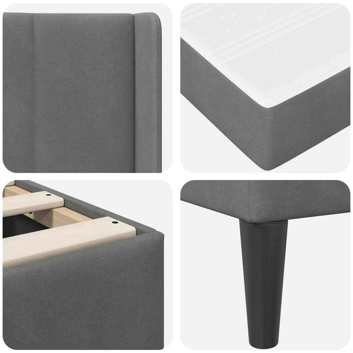 Cadre de lit avec matelas Gris foncé 100 x 200 cm Velours - XIOS