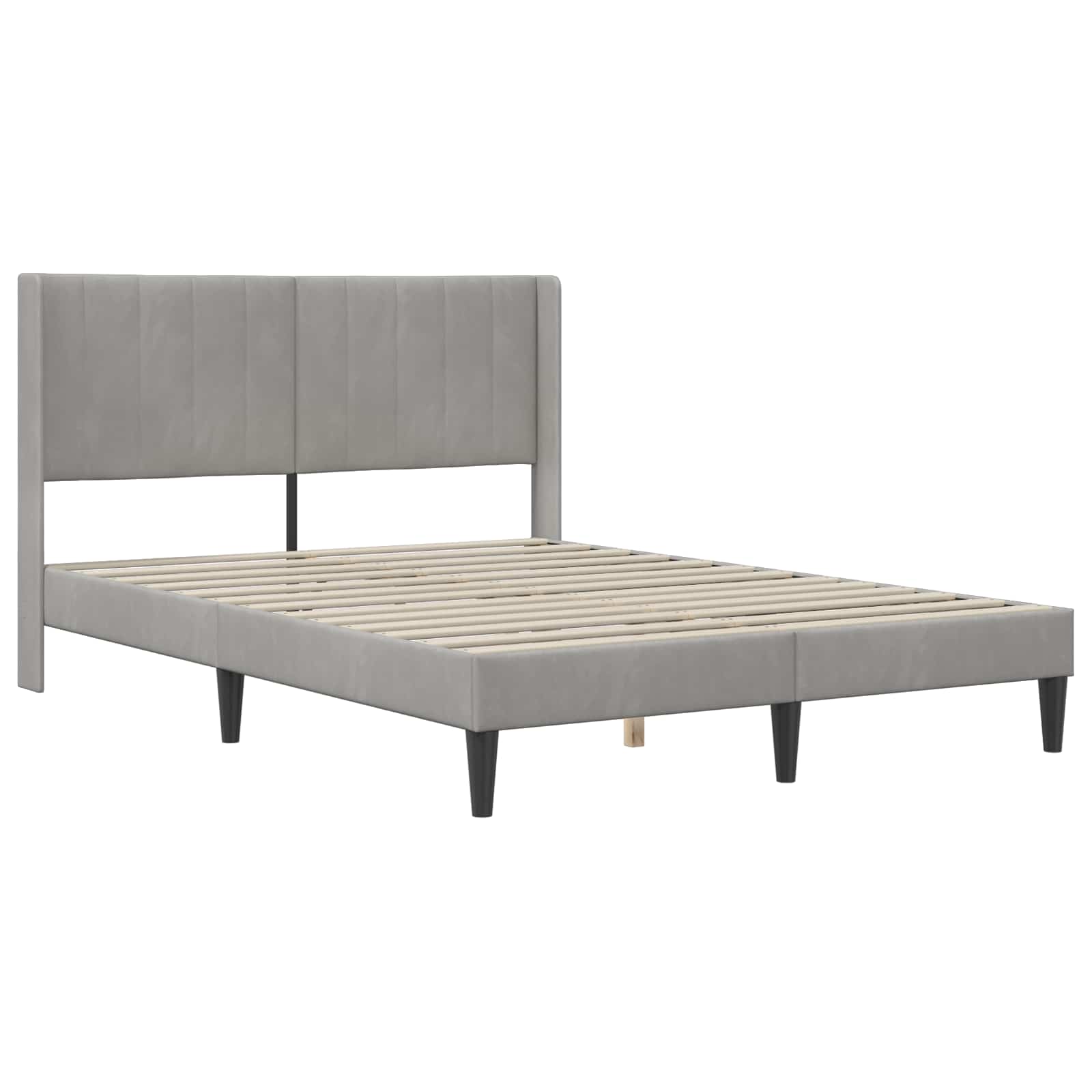 Cadre de lit avec matelas Gris clair 140 x 190 cm Velours - XIOS