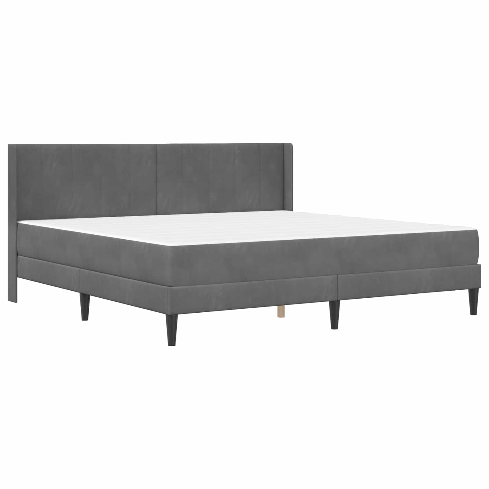 Cadre de lit avec matelas Gris foncé 200 x 200 cm Velours - XIOS