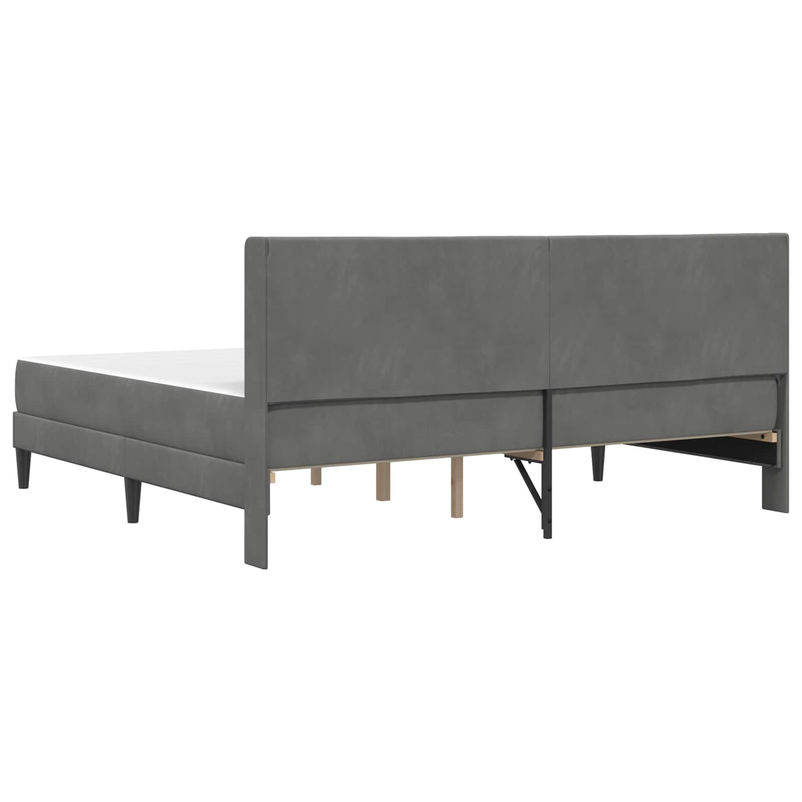Cadre de lit avec matelas Gris foncé 200 x 200 cm Velours - XIOS