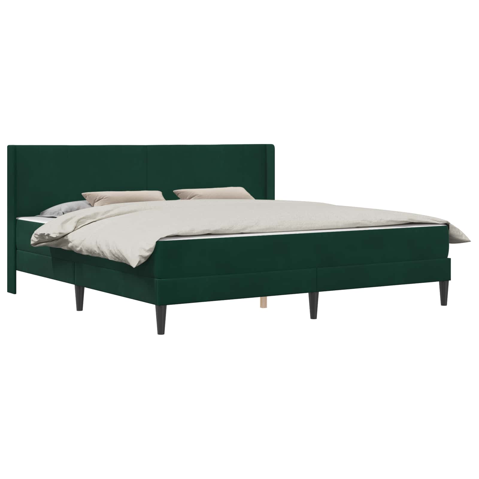 Cadre de lit avec matelas Vert foncé 200 x 200 cm Velours - XIOS