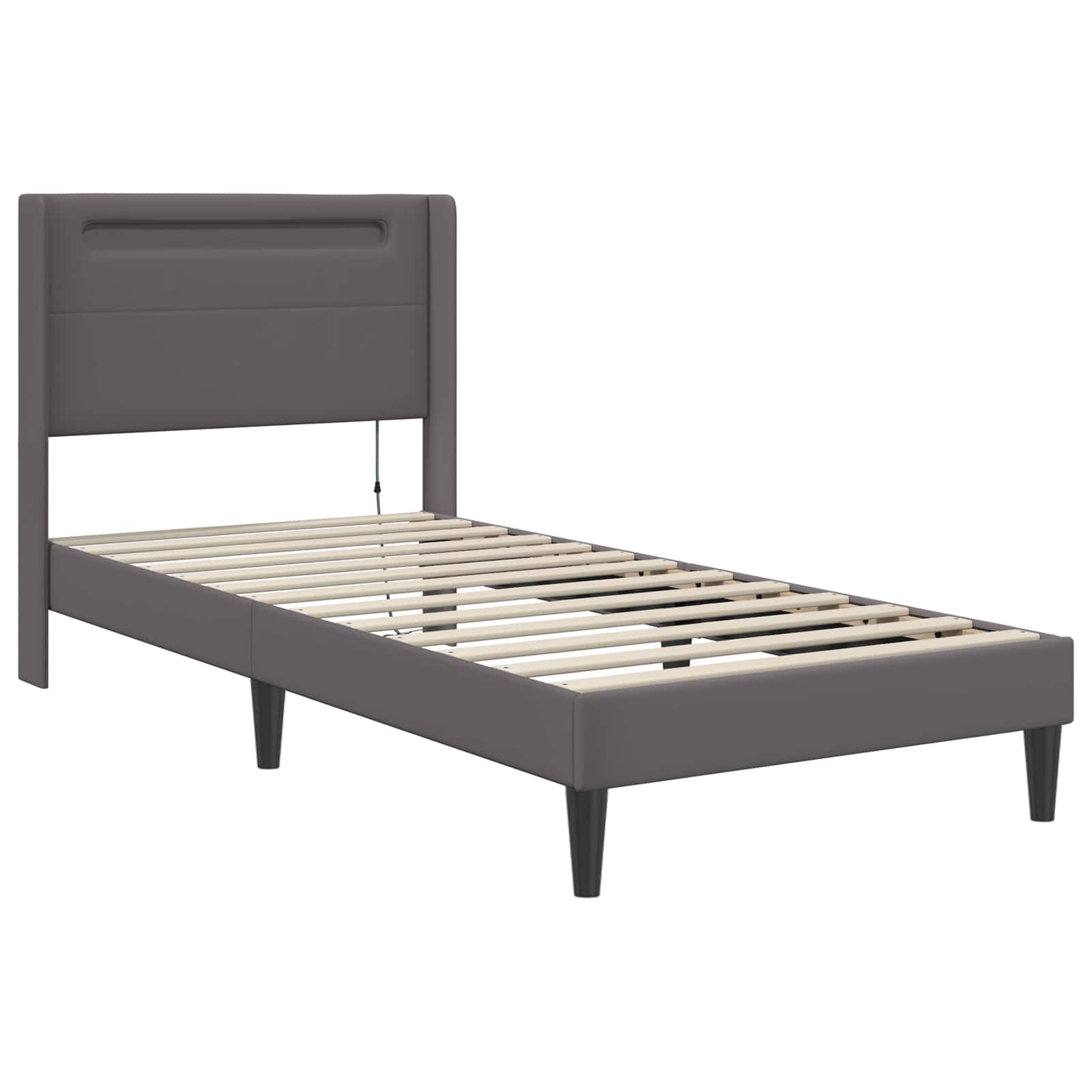 Cadre de lit avec matelas Gris 90 x 190 cm Simili cuir - XIOS