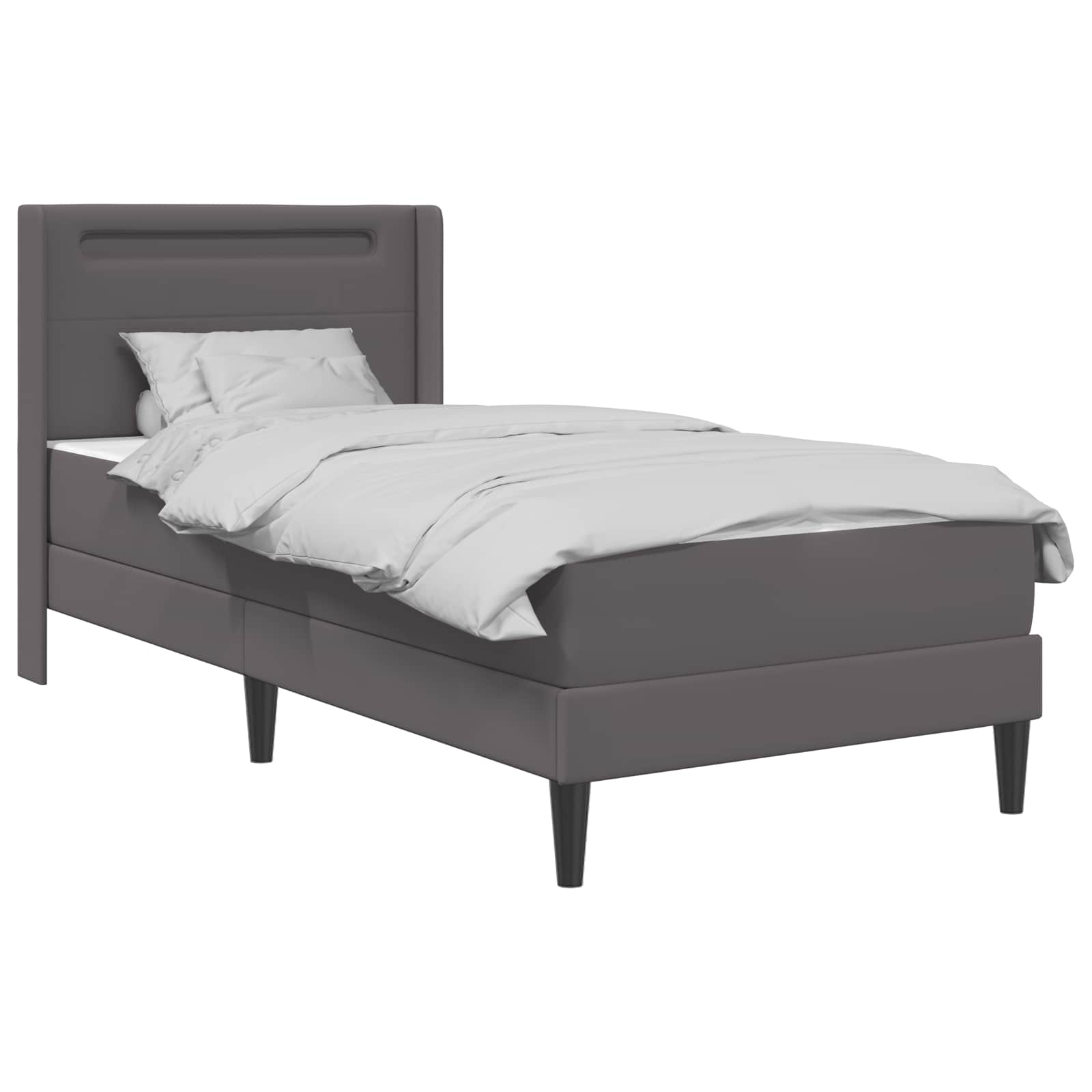 Cadre de lit avec matelas Gris 90 x 190 cm Simili cuir - XIOS