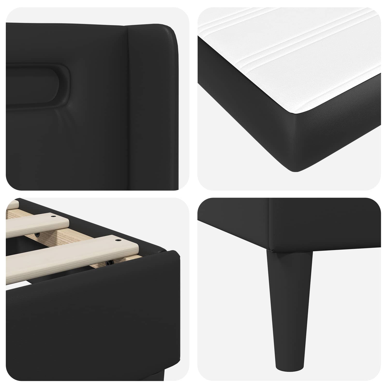 Cadre de lit avec matelas Noir 90 x 190 cm Simili cuir - XIOS