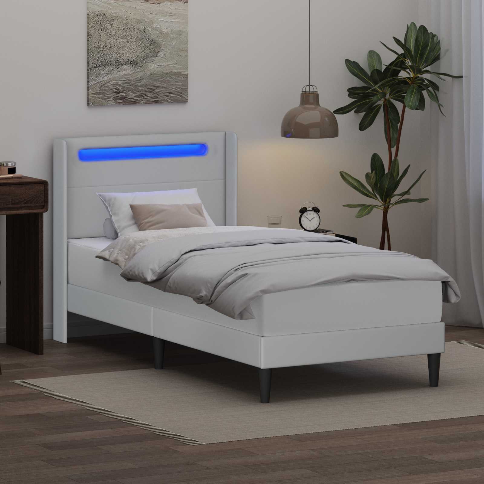 Cadre de lit avec matelas Blanc 90 x 190 cm Simili cuir - XIOS