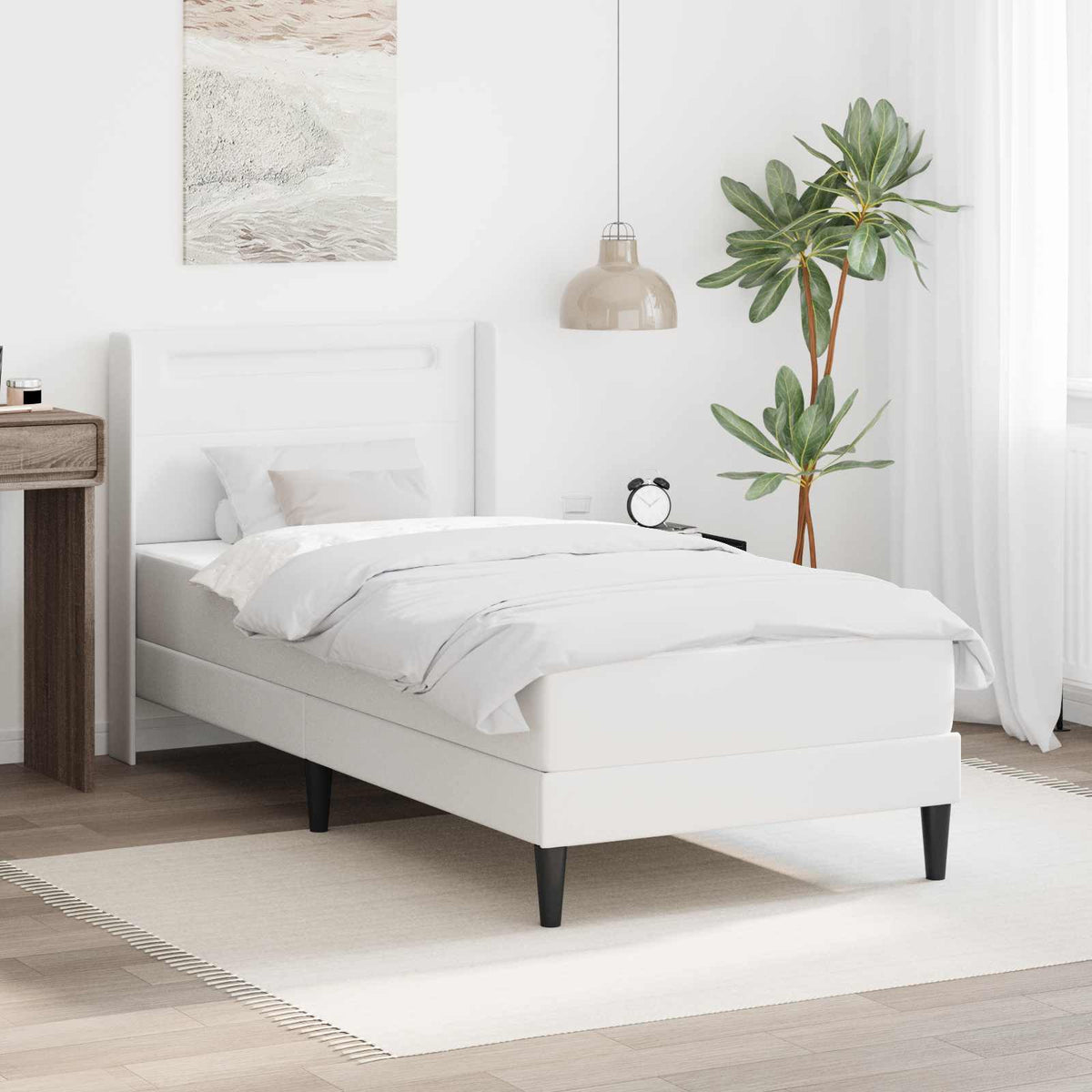 Cadre de lit avec matelas Blanc 90 x 190 cm Simili cuir - XIOS
