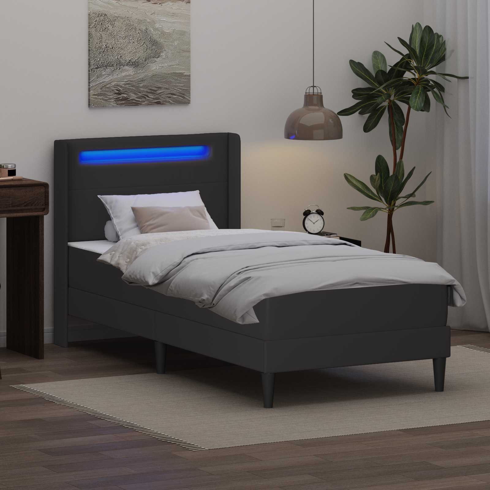 Cadre de lit avec matelas Gris 90 x 200 cm Simili cuir - XIOS
