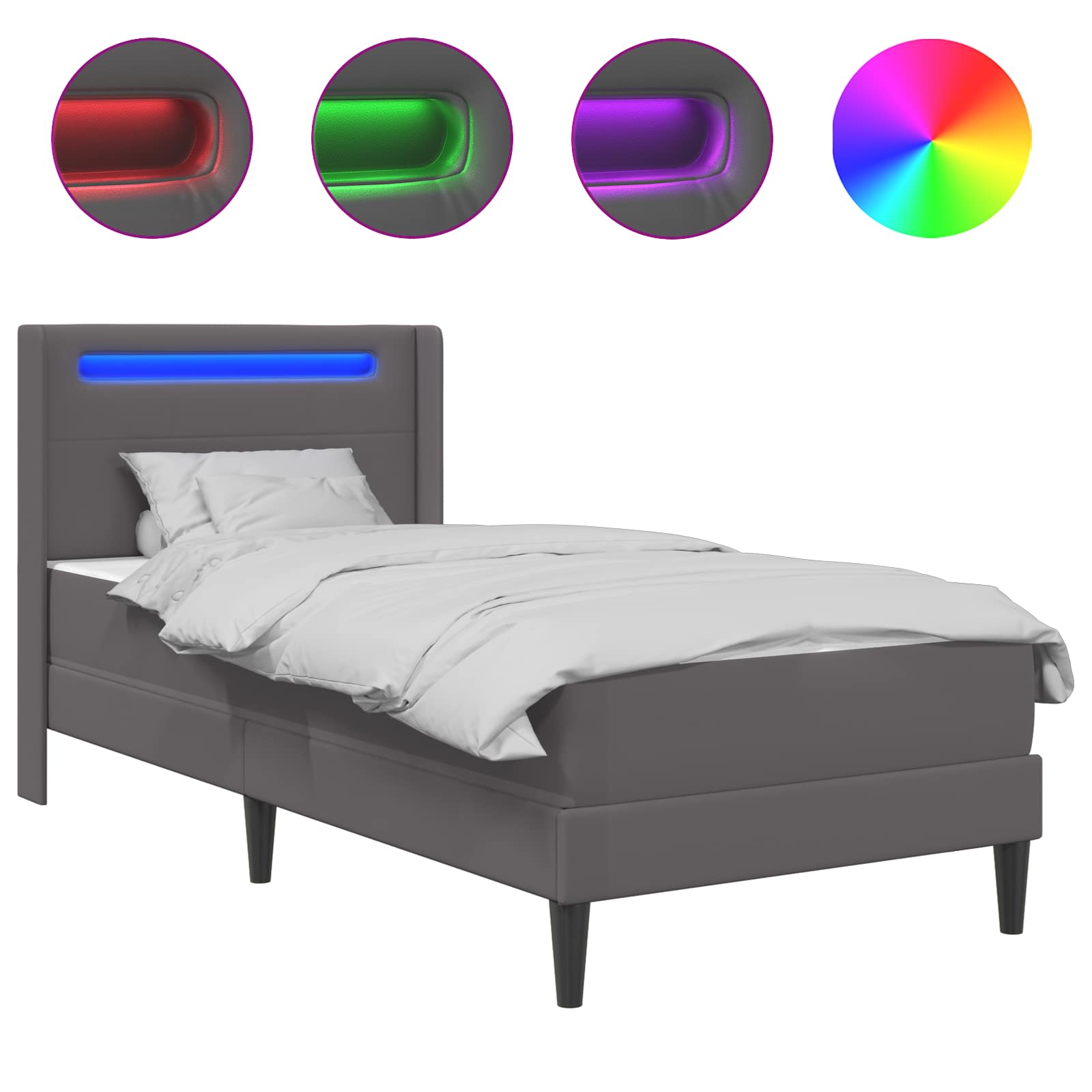 Cadre de lit avec matelas Gris 90 x 200 cm Simili cuir - XIOS