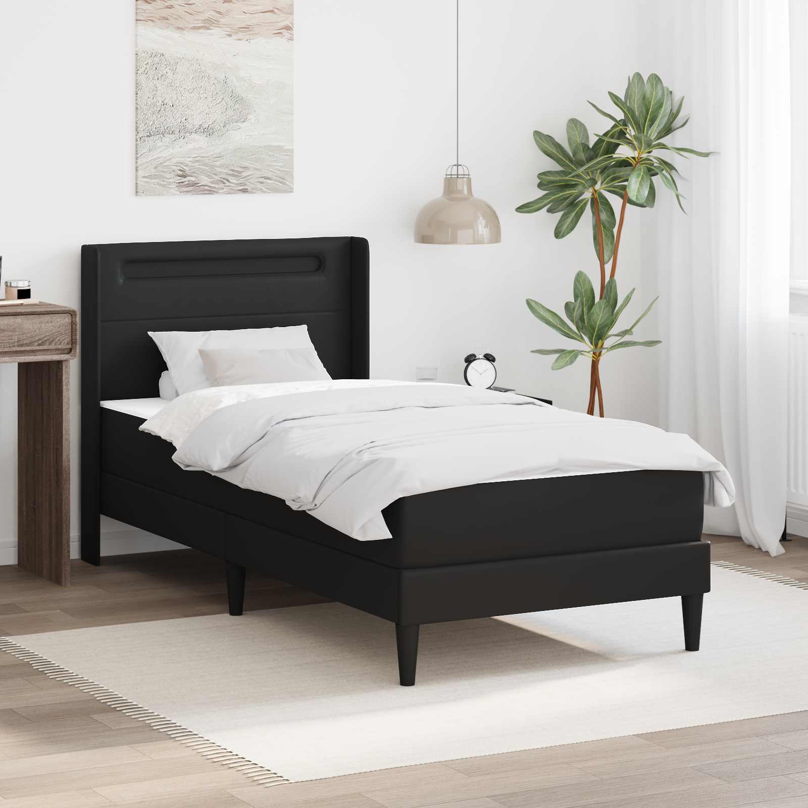 Cadre de lit avec matelas Noir 90 x 200 cm Simili cuir - XIOS