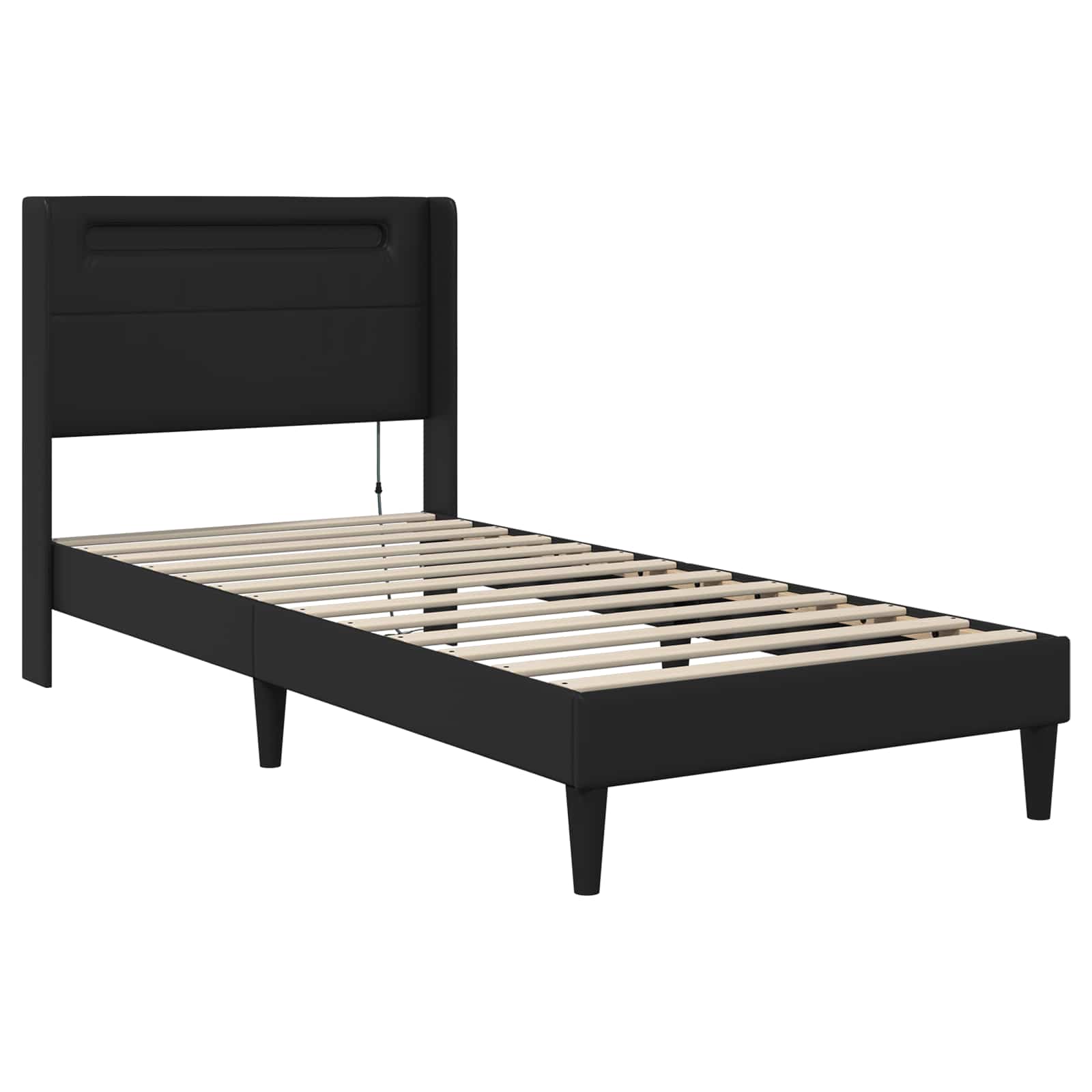 Cadre de lit avec matelas Noir 90 x 200 cm Simili cuir - XIOS