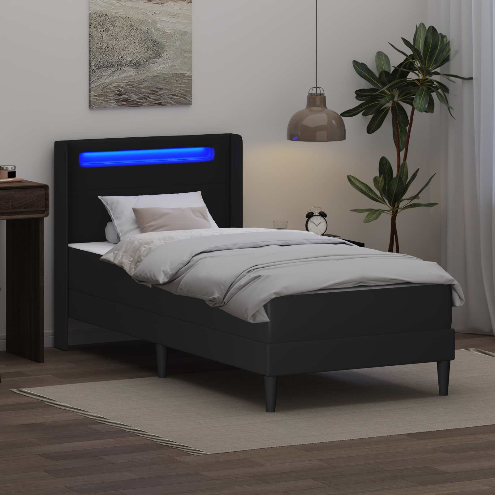 Cadre de lit avec matelas Noir 100 x 200 cm Simili cuir - XIOS