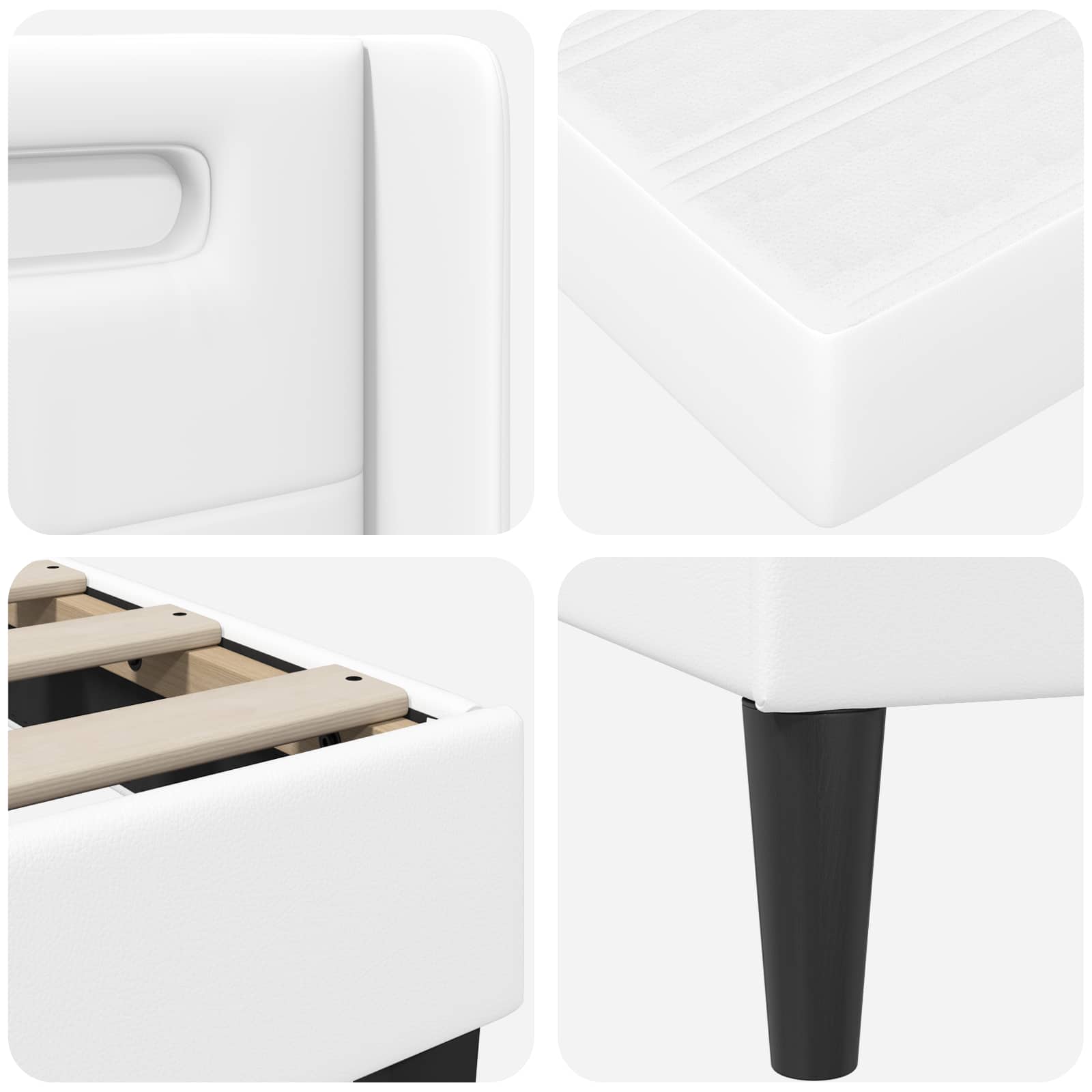 Cadre de lit avec matelas Blanc 100 x 200 cm Simili cuir - XIOS