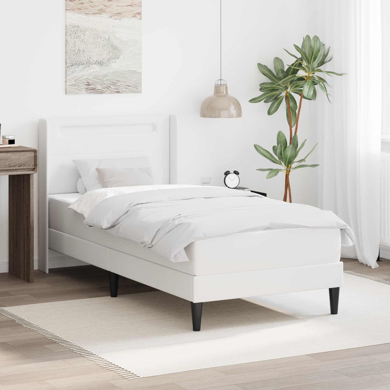 Cadre de lit avec matelas Blanc 100 x 200 cm Simili cuir - XIOS