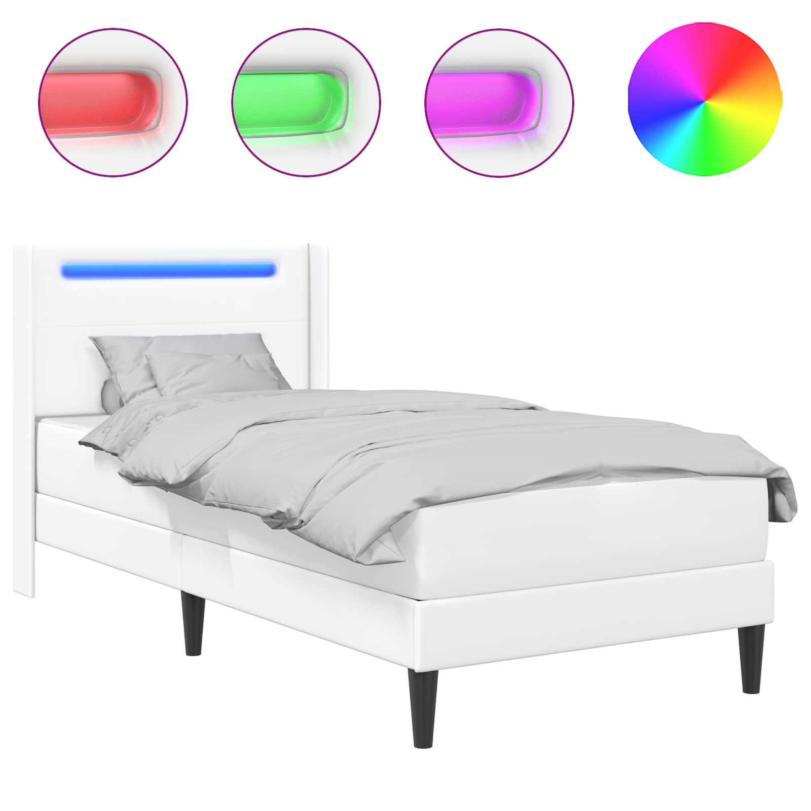 Cadre de lit avec matelas Blanc 100 x 200 cm Simili cuir - XIOS