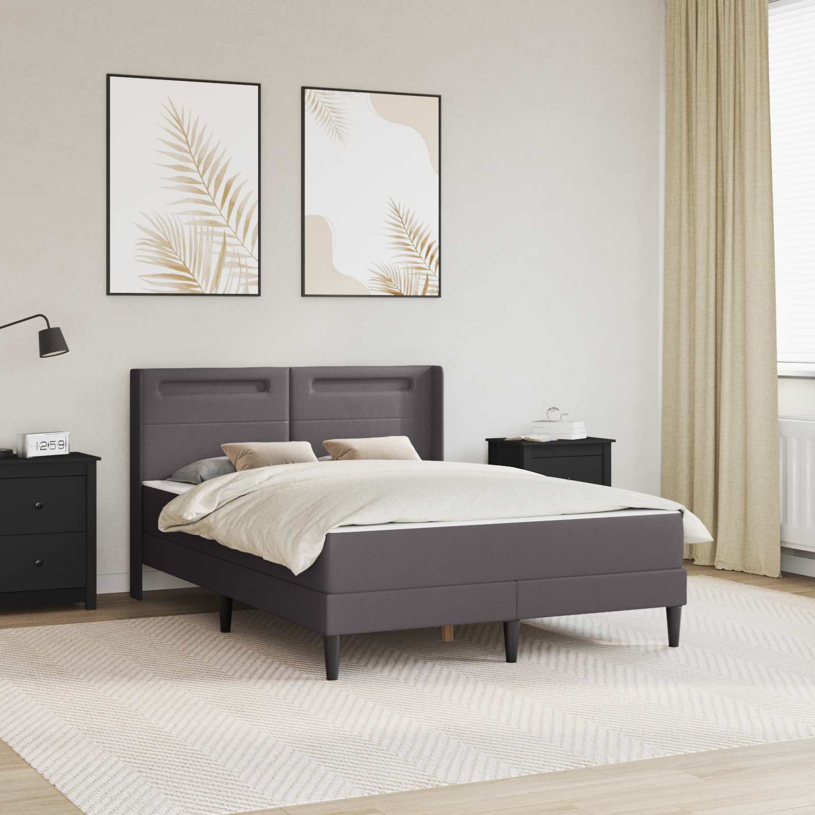 Cadre de lit avec matelas Gris 120 x 190 cm Simili cuir - XIOS