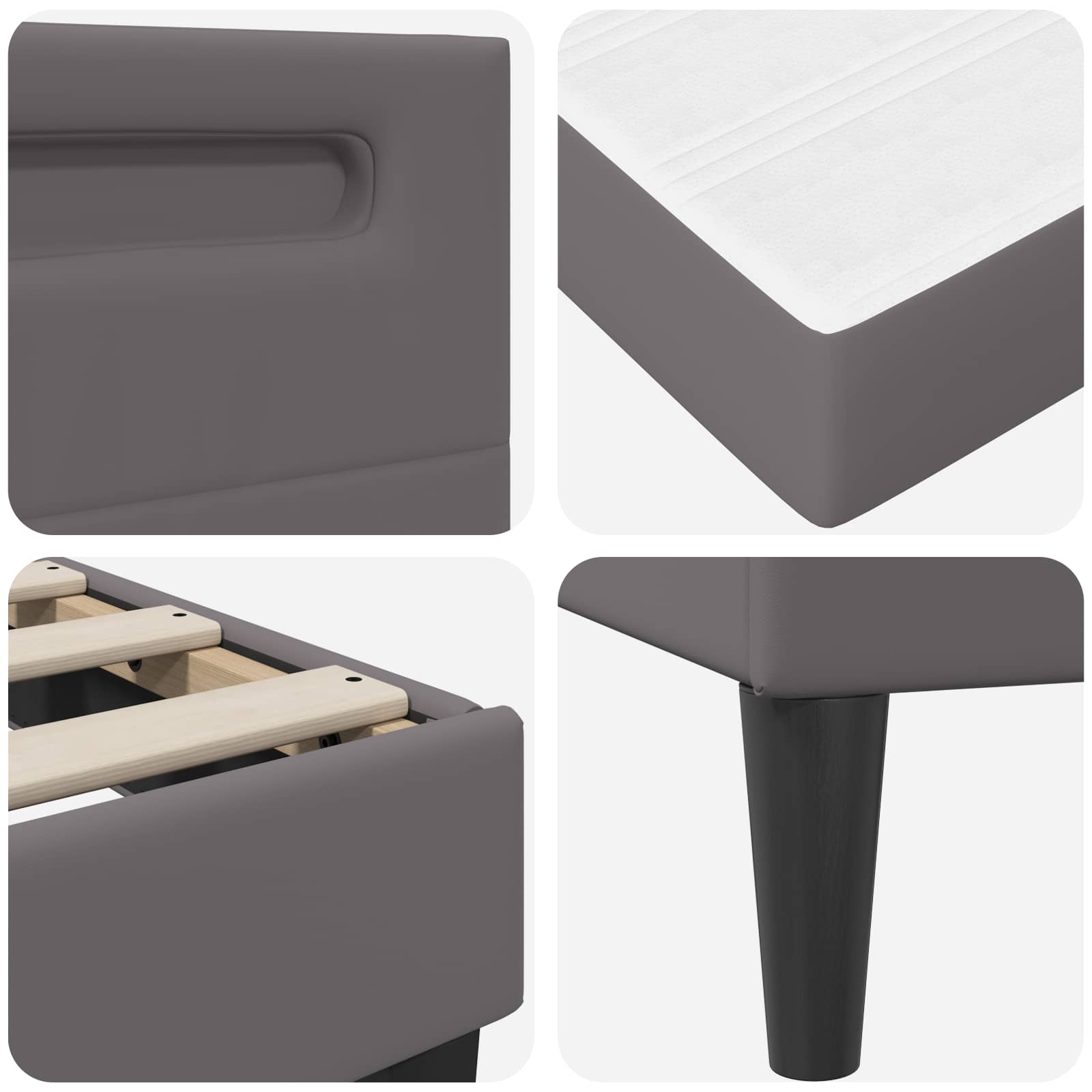 Cadre de lit avec matelas Gris 120 x 200 cm Simili cuir - XIOS