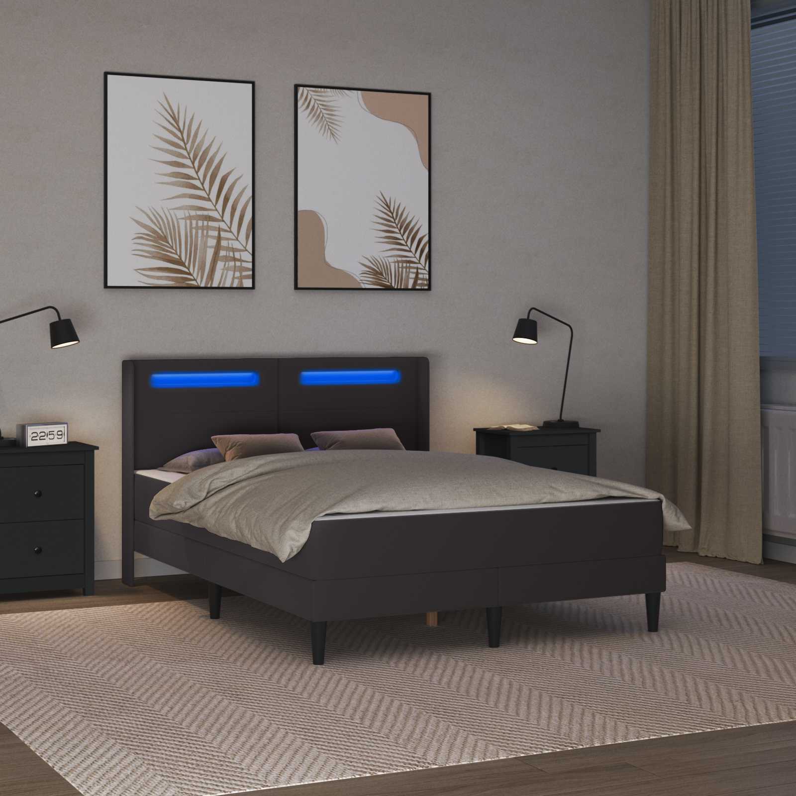 Cadre de lit avec matelas Gris 120 x 200 cm Simili cuir - XIOS