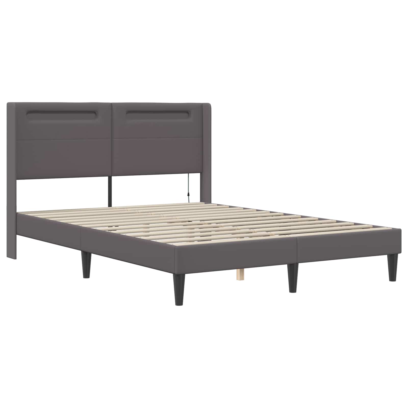 Cadre de lit avec matelas Gris 140 x 190 cm Simili cuir - XIOS