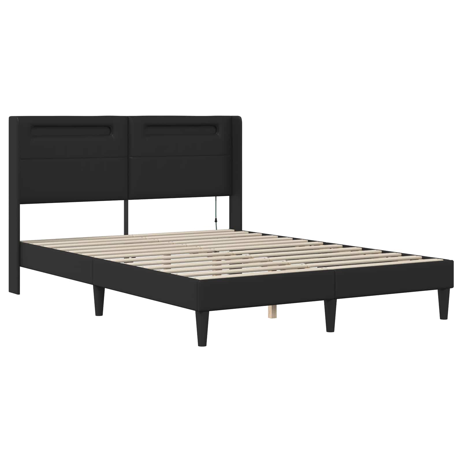 Cadre de lit avec matelas Noir 140 x 190 cm Simili cuir - XIOS